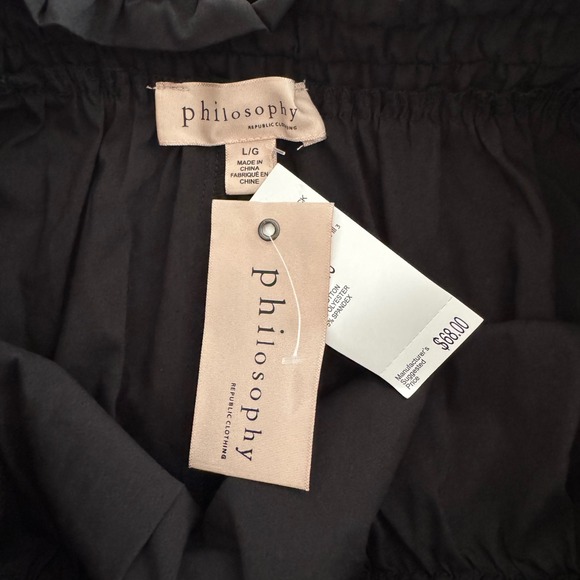 Philosophy Black Maxi Skirt Elastic Waist Women's Large Cotton NWT - Picture 4 of 7